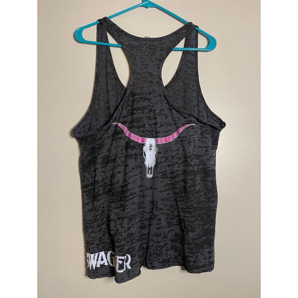 Outlaw Swager XXL Tank Gray Burnout Sheer Racerback Bull Longhorn Country USA